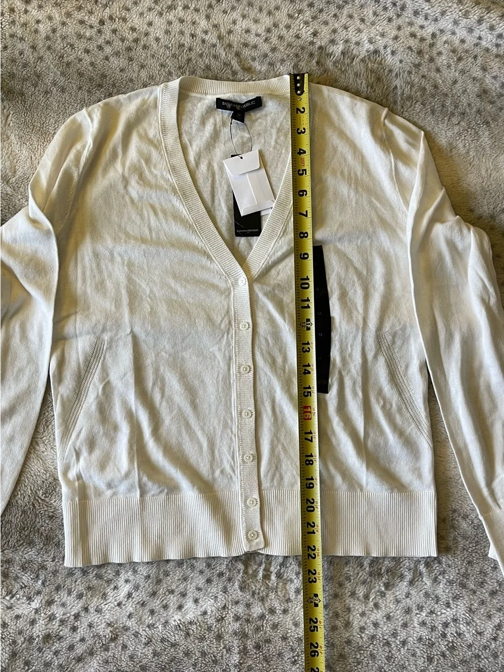 Banana Republic Cream V-Neck Button Cardigan